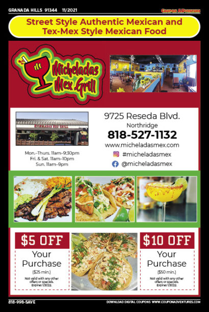 Micheladas Mex Grill, Granada Hills, coupons, direct mail, discounts, marketing, Southern California