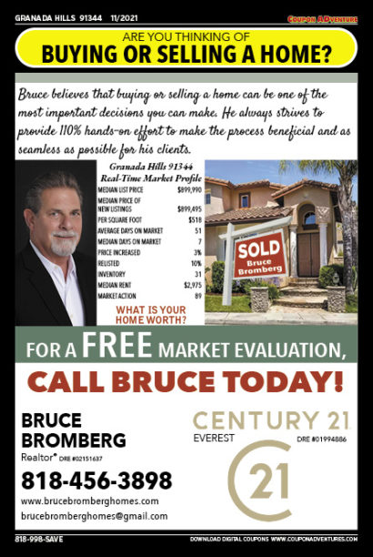 Bruce Bromberg, Century 21, Granada Hills, coupons, direct mail, discounts, marketing, Southern California