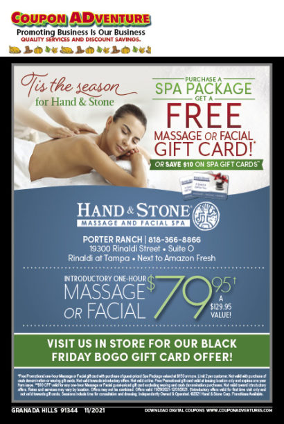 Hand & Stone Massage and Facial Spa, Granada Hills, coupons, direct mail, discounts, marketing, Southern California