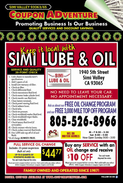 Simi Lube & Oil, Simi Valley, coupons, direct mail, discounts, marketing, Southern California