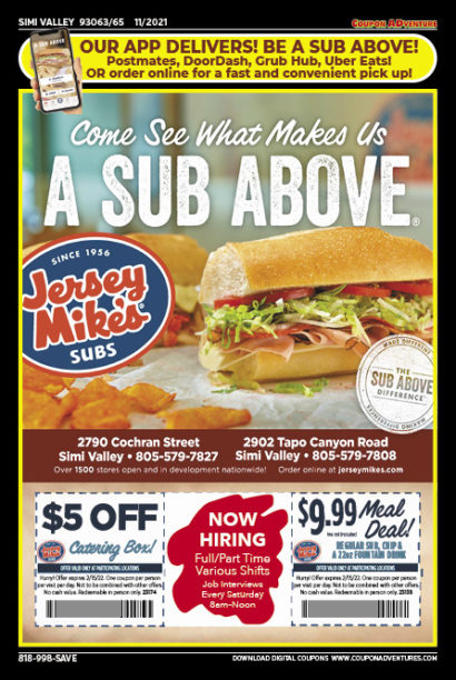 Jersey Mike's Subs, Simi Valley, coupons, direct mail, discounts, marketing, Southern California