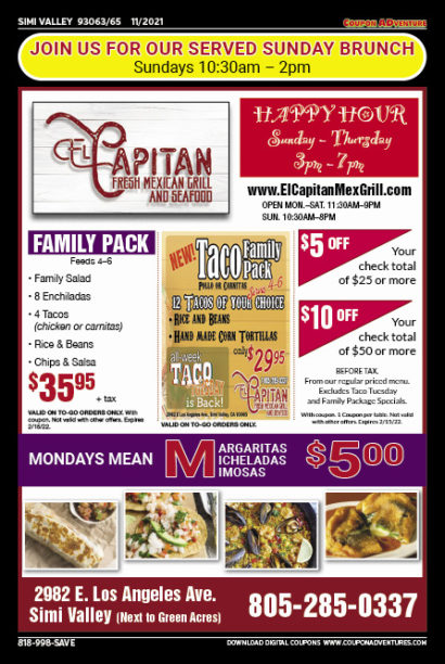 El Capitan Fresh Mexican Grill, Simi Valley, coupons, direct mail, discounts, marketing, Southern California