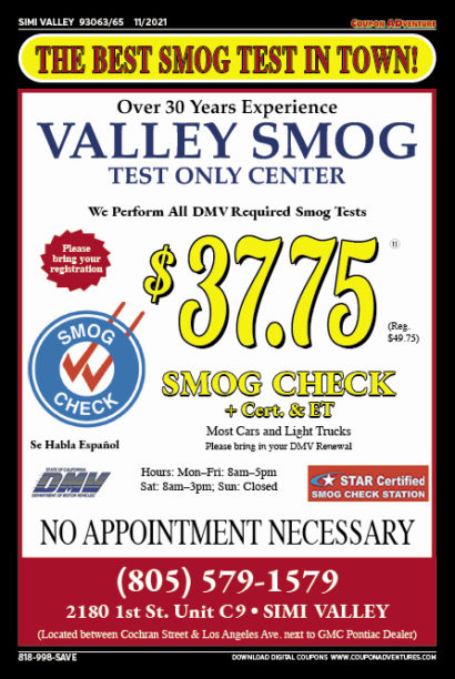 Valley Smog Test Only Center, Simi Valley, coupons, direct mail, discounts, marketing, Southern California