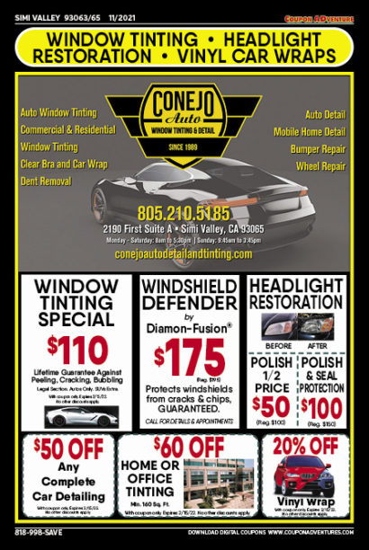 Conejo Auto WIndow Tinting & Detail, Simi Valley, coupons, direct mail, discounts, marketing, Southern California