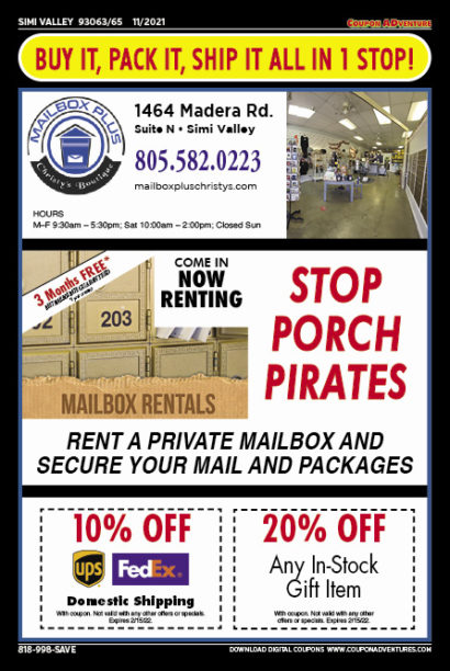 Mailbox Plus, Simi Valley, coupons, direct mail, discounts, marketing, Southern California