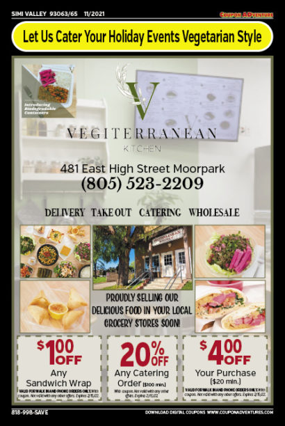 Vegiterranean, Simi Valley, coupons, direct mail, discounts, marketing, Southern California