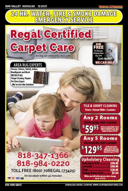 Regal Certified Carpet Care, Simi Valley, coupons, direct mail, discounts, marketing, Southern California