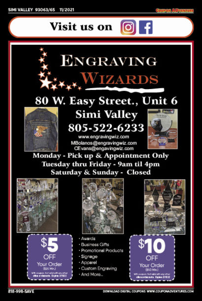 Engraving Wizards, Simi Valley, coupons, direct mail, discounts, marketing, Southern California