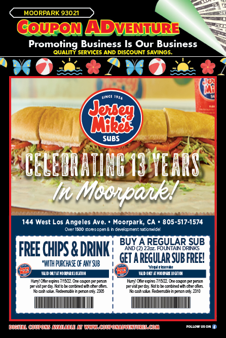 Jersey Mike's, Moorpark, coupons, direct mail, discounts, marketing, Southern California