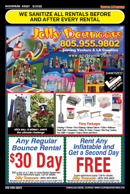 Jolly Bouncers, Moorpark, coupons, direct mail, discounts, marketing, Southern California