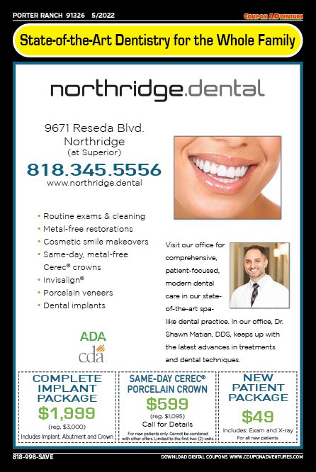Northridge Dental, Porter Ranch, coupons, direct mail, discounts, marketing, Southern California