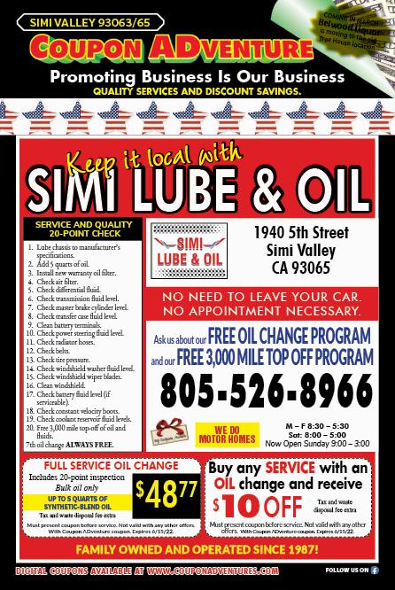 Simi Lube & Oil, Simi Valley, coupons, direct mail, discounts, marketing, Southern California