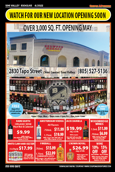 Belwood Liquor, Simi Valley, coupons, direct mail, discounts, marketing, Southern California