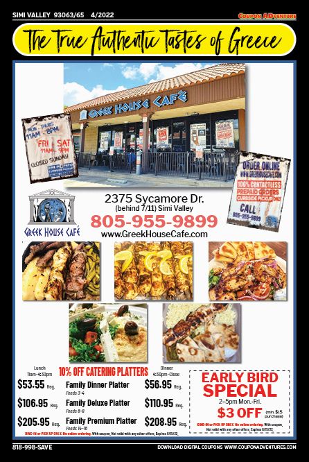 Greek House Cafe, Simi Valley, coupons, direct mail, discounts, marketing, Southern California