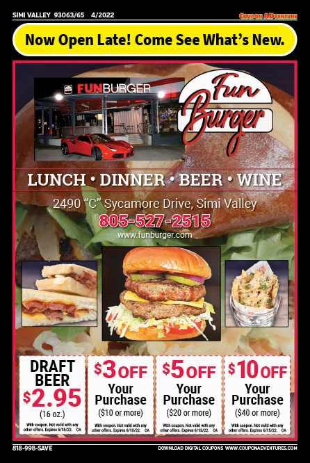 Fun Burger, Simi Valley, coupons, direct mail, discounts, marketing, Southern California