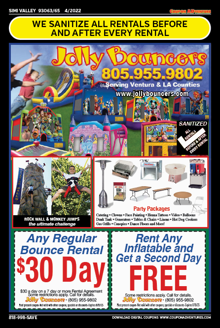 Jolly Bouncers, Simi Valley, coupons, direct mail, discounts, marketing, Southern California