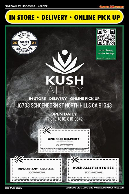 Kush Alley, Simi Valley, coupons, direct mail, discounts, marketing, Southern California