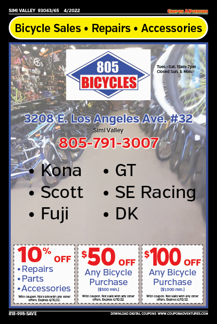 805 Bicycles, Simi Valley, coupons, direct mail, discounts, marketing, Southern California