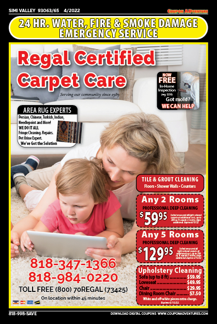 Regal Certitified Carpet Care, Simi Valley, coupons, direct mail, discounts, marketing, Southern California