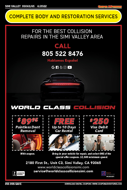 World Class Collision, Simi Valley, coupons, direct mail, discounts, marketing, Southern California