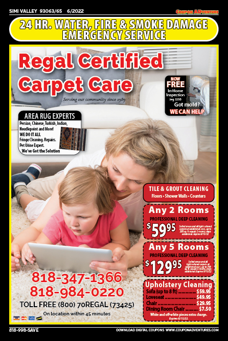 Regal Certified Carpet Care, Simi Valley, coupons, direct mail, discounts, marketing, Southern California