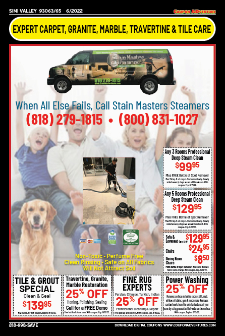 Stain Masters Steamers, Simi Valley, coupons, direct mail, discounts, marketing, Southern California