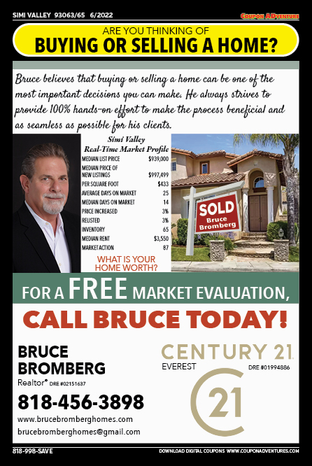 Century 21, Bruce Bromberg, Simi Valley, coupons, direct mail, discounts, marketing, Southern California