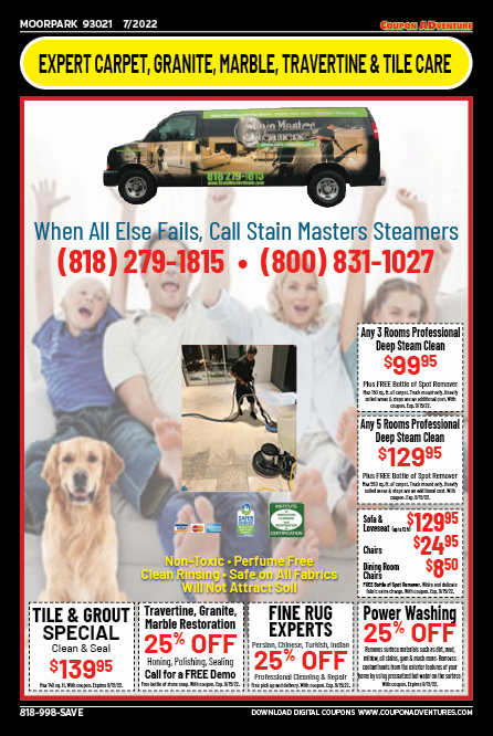 Stain Masters Steamers, Moorpark, coupons, direct mail, discounts, marketing, Southern California