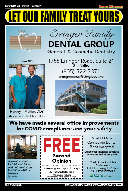 Erringer Family Dental, Moorpark, coupons, direct mail, discounts, marketing, Southern California