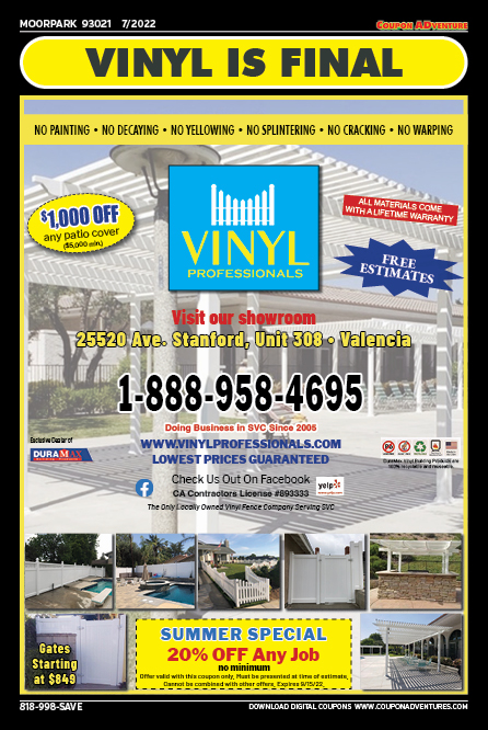 Vinyl Professionals, Moorpark, coupons, direct mail, discounts, marketing, Southern California