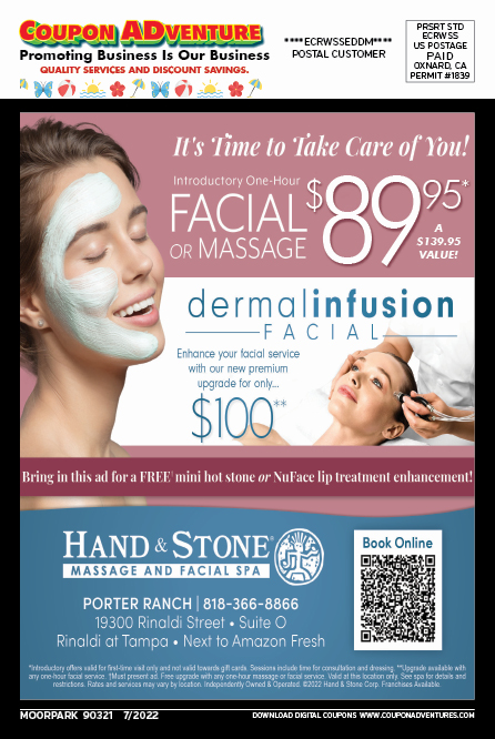 Hand & Stone Massage, Moorpark, coupons, direct mail, discounts, marketing, Southern California