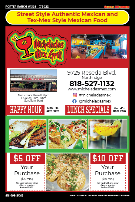 Micheladas Mex Grill, Porter Ranch, coupons, direct mail, discounts, marketing, Southern California