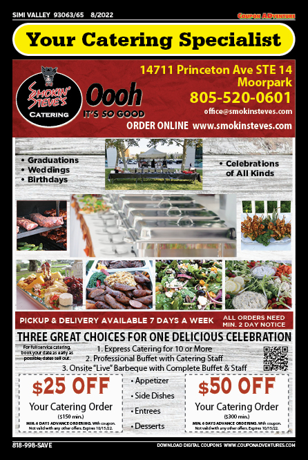 Smokin' Steve's Catering, Simi Valley, coupons, direct mail, discounts, marketing, Southern California