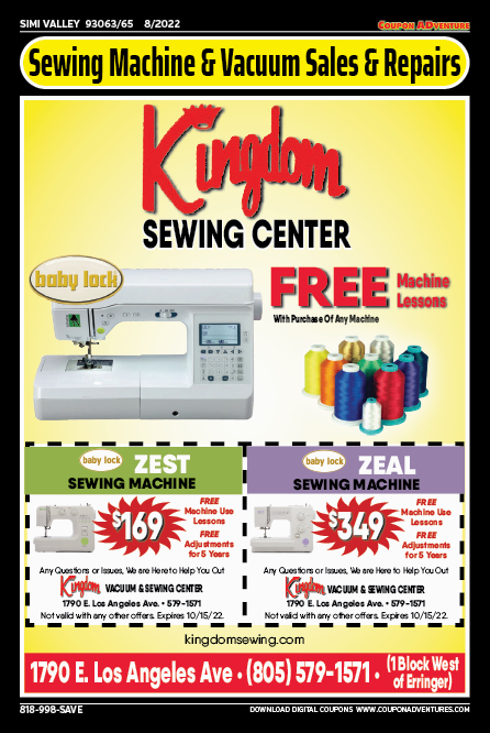 Kingdom Sewing Center, Simi Valley, coupons, direct mail, discounts, marketing, Southern California
