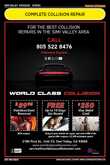 World Class Colliision, Simi Valley, coupons, direct mail, discounts, marketing, Southern California